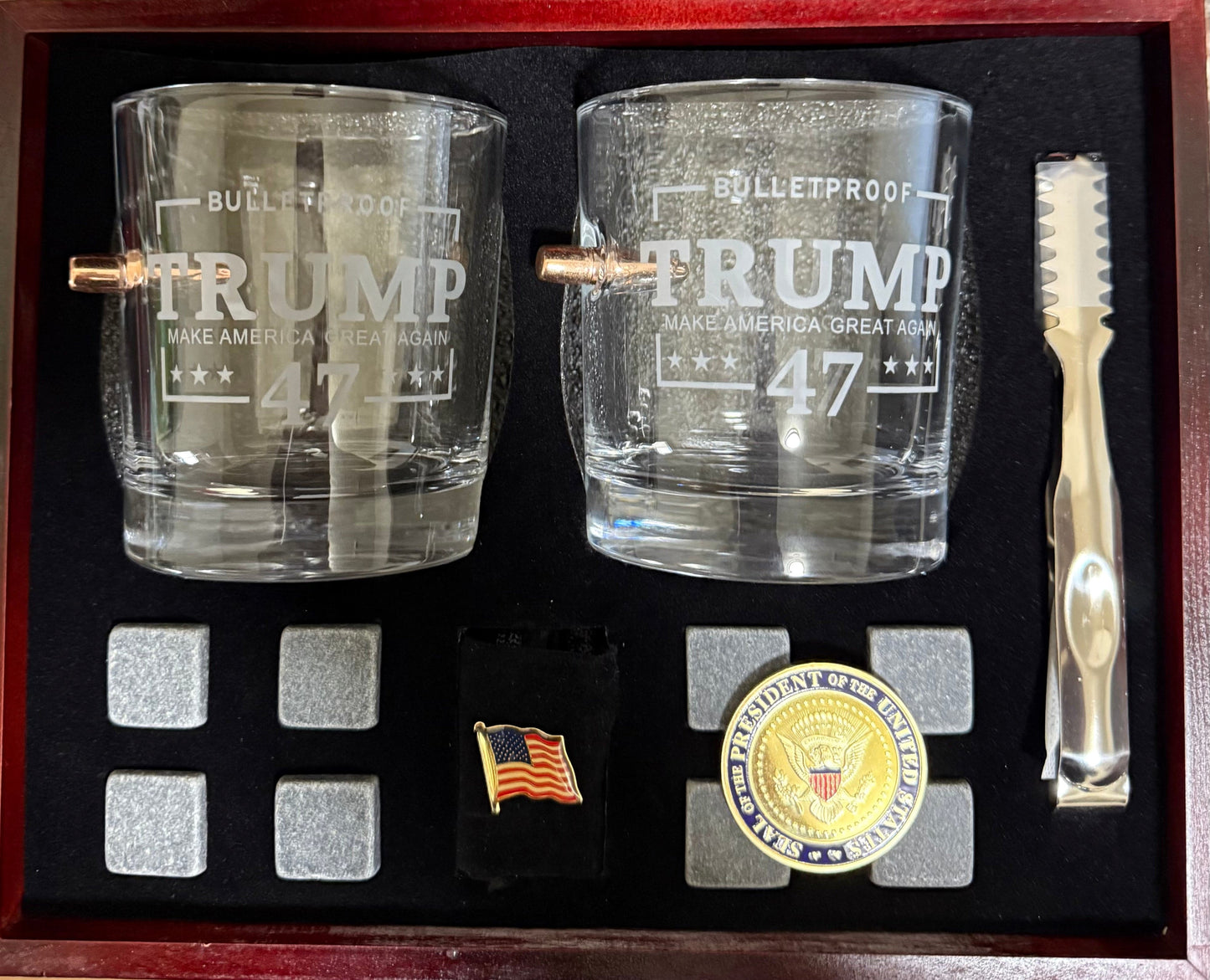 Trump Bulletproof 47 Bullet Embedded Whiskey Glass