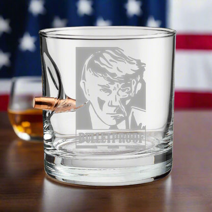 Trump Mugshot Bulletproof Whiskey Glass (Free Bulletproof Poker Chip with purchase)