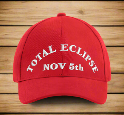 Trump Total Eclipse Red Embroidered Baseball Cap (Free Poker Chip with purchase)