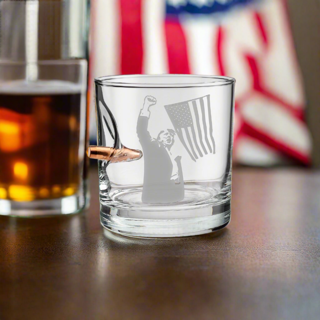 Fight, Fight, Fight Whiskey Glass (Free Bulletproof Poker Chip with purchase)