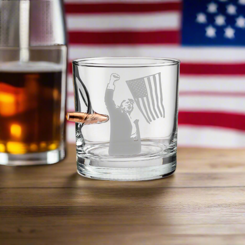 Fight, Fight, Fight Whiskey Glass (Free Bulletproof Poker Chip with purchase)