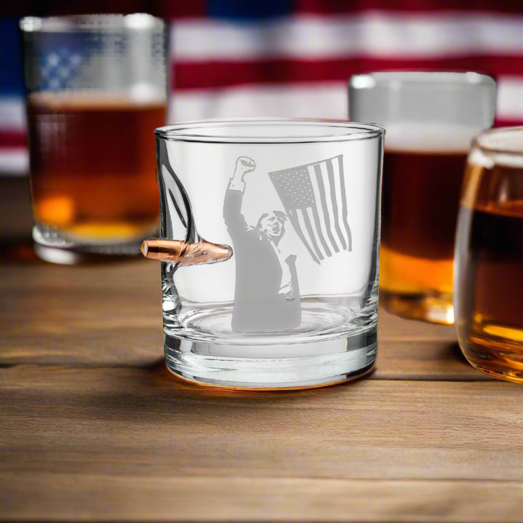 Fight, Fight, Fight Whiskey Glass (Free Bulletproof Poker Chip with purchase)