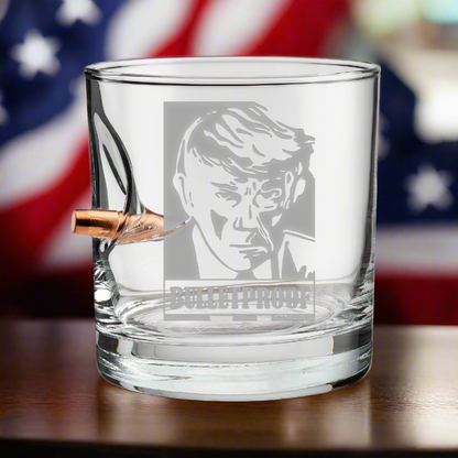 Trump Mugshot Bulletproof Whiskey Glass (Free Bulletproof Poker Chip with purchase)