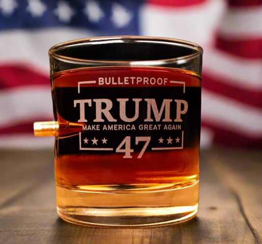 TRUMP 47 BULLETPROOF Whiskey Glass