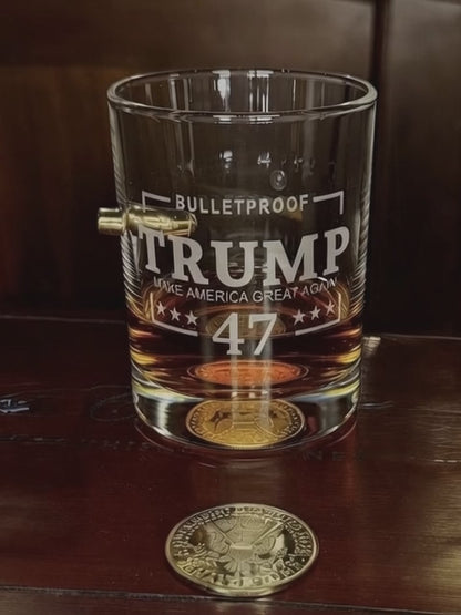 Whiskey Glass Set Gift Box- Memorabilia Coin Embedded Whiskey Glass Set Gift Box with Cherry Wood Box